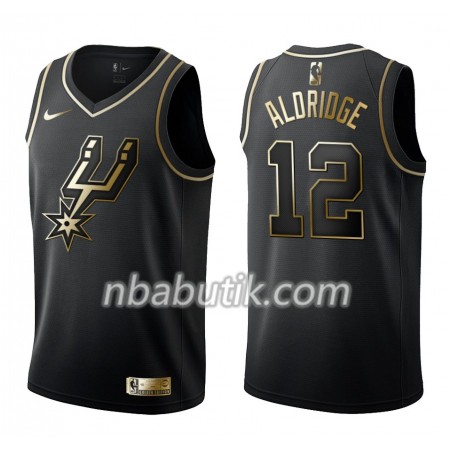 NBA Mænd Trøje San Antonio Spurs LaMarcus Aldridge 12 Nike Sort Golden Edition Swingman